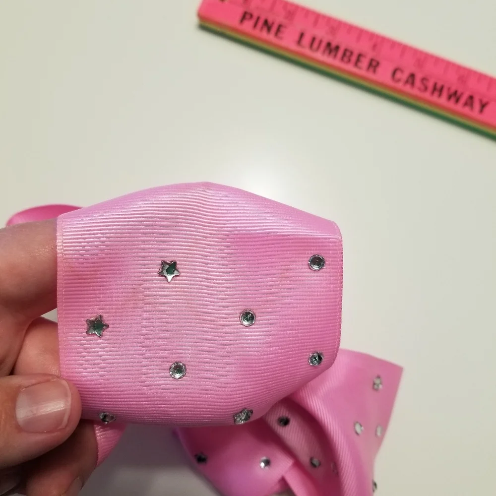 Jojo Siwa Lot of 3 Rhinestoned Bows Red Rainbow & Pink